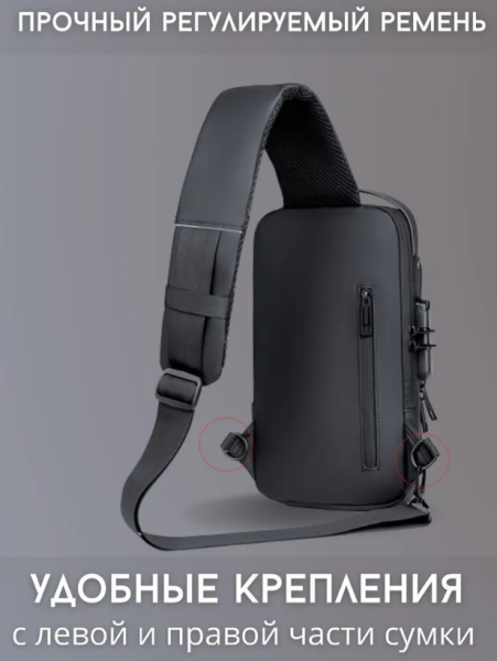 Сумка - рюкзак через плечо Fashion с кодовым замком и USB / Сумка слинг / Кросc-боди барсетка